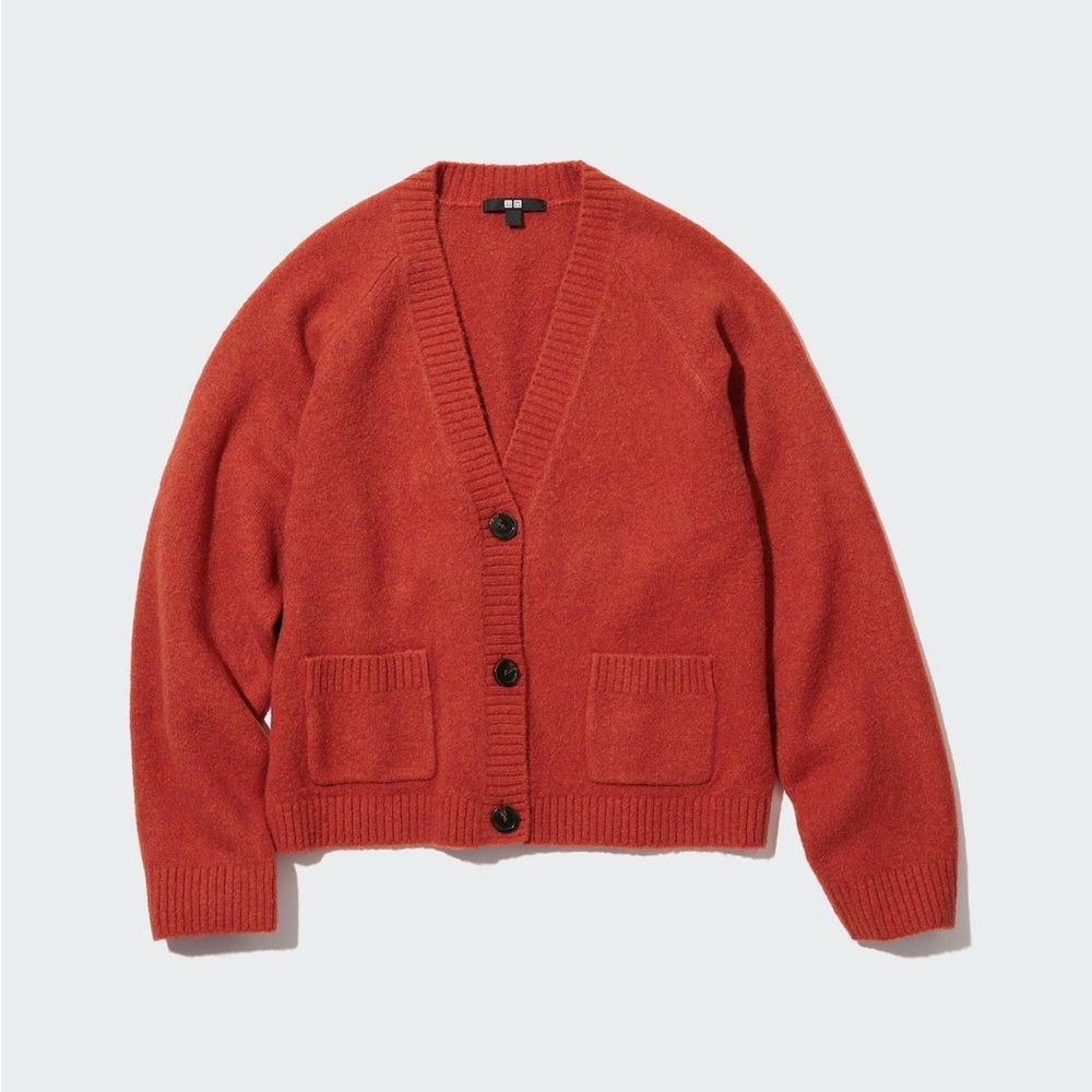Uniqlo  Souffle Yarn Short Cardigan - Red Sweater